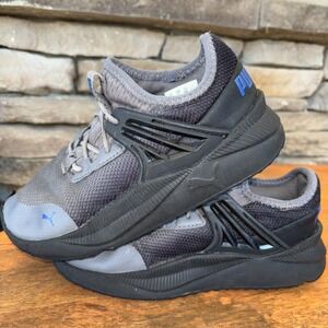 PUMA Little Kids 13C Black With Blue Emblem, No Insert Boy's Sneakers